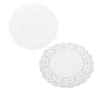 QUARKZMAN 300 pièces Napperons en Dentelle 7,5 Pouces Ronds Blancs Jetables Placemats Décoratifs en Papier Fleurs Ajourées Papiers Absorbants pour Gâteaux Desserts Décoration Alimentaire