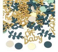 QUARKZMAN 300Pcs Confettis Verts Joyeux Anniversaire, Confettis À Saupoudrer Sur Table Avec Eucalyptus Pour DIY Décoration Fête Révélation Genre Mariage Fournitures Fête Gâteau