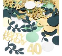 QUARKZMAN 300Pcs Confettis Verts Pour Anniversaire, 40ème admirable Anniversaire Confettis De Table Points Avec Eucalyptus Pour DIY Artisanat Révélation Gâteau Mariage Fournitures Fête