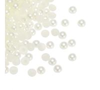 QUARKZMAN 300Pcs Perles Plates de 6mm en Plastique ABS Demi-Ronde en Forme de Dôme de Perles d'Imitation pour la Décoration de Chaussures Artisanales, Cadres Photo de Mariage, Beige