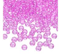 QUARKZMAN 300Pcs Perles Pony Couleurs AB 6x9mm Perles Spacer Barrel Acrylique Lâches Pastel pour Collier Porte-Clés Boucle D'oreille Tissage Cheveux Fabrication Bijoux, AB Violet