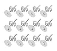 QUARKZMAN 300Pcs Tiges Et Fermoirs De Boucles d'oreilles, 6mm/0.24inch Plateau Plat Naturel Clous d'oreille avec Fermoirs Papillon pour Bijoux Artisanaux DIY, Argent