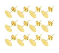 QUARKZMAN 300Pcs Tiges Et Fermoirs pour Boucles d'oreilles, 8mm/0.31inch Plateau Plat Naturel Tiges pour Boucles d'oreilles avec Fermoirs Papillon pour Bijoux Artisanaux DIY, Or