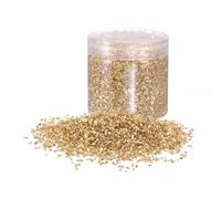 QUARKZMAN 305g Verre Concassé Paillettes de Verre Pilé 3-6mm Électroplaqué Brillant Éclats de Verre Cassé Irréguliers pour Décoration d'Art en Résine, Remplissage de Vase, Ton Doré