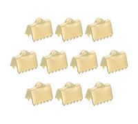 QUARKZMAN 30Pcs Attaches De Fin De Ruban, 8.5mm Pinch Cord End Clasps En Acier Inoxydable Boucle Enroulée Pour Fin De Ruban Lace Marque-Page Porte-Clés DIY, Or