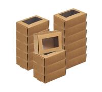 QUARKZMAN 30Pcs Boîtes à Savon Kraft. 3.3" x 2.4" x 1.2" Mini Boîte Kraft avec Fenêtre Transparente pour Emballage de Bonbons. Biscuits. Cadeaux. Favoris de Fête (Marron)