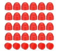 QUARKZMAN 30Pcs Cache-Ecrou Hexagonal, M4x7x8.5mm Capuchon De Protection En Plastique Pour Ecrous Hexagonaux Pour Meubles D'Interieur Et D'Exterieur Boulons Automobiles Decoration, Rouge