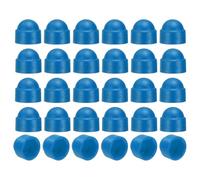 QUARKZMAN 30Pcs Cache-Ecrou Hexagonal, M5x8x9.5mm Capuchon De Protection En Plastique Pour Ecrous Hexagonaux Pour Meubles D'Interieur Et D'Exterieur Boulons Automobiles Decoration, Bleu