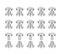 QUARKZMAN 30Pcs de Vis à Tête Plate en Laiton Chicago, 3X8mm, Clous de Fixation à Vis pour Artisanat Du Cuir Diy Ceinture Sangle Argent