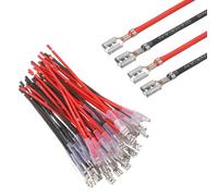 QUARKZMAN 30Pcs Embout À Cosses Femelle avec Manchon Isolant 4.8mm, Kit D'embouts À Cosses Femelle Rapides avec Fils De 10cm, Couverture Ignifuge, Rouge/Noir