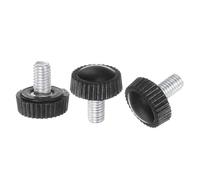 QUARKZMAN 30pcs M5 x 10mm Mâle Filetage Moleté Boutons, Pouce Vis Serrage Poignée Plastique Main Boutons avec Fileté Goujon, Noir