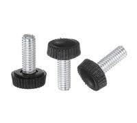 QUARKZMAN 30pcs M6 x 16mm Mâle Filetage Moleté Boutons, Pouce Vis Serrage Poignée Plastique Main Boutons avec Fileté Goujon, Noir