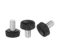 QUARKZMAN 30pcs M6 x 9mm Mâle Filetage Moleté Boutons, Pouce Vis Serrage Poignée Plastique Main Boutons avec Fileté Goujon, Noir