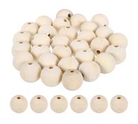QUARKZMAN 30Pcs Perles En Bois De 35mm, Perles En Bois Naturel En Bois Pour Bracelets Fabrication Guirlande Macramé ornementationation D'intérieur