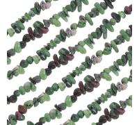QUARKZMAN 32 Inches 5-8mm Pierre Gemme Naturelle En Chips Forme Libre Perles De Pierre Irrégulières Perforées Pour Création De Bijoux Fournitures Artisanales (Rouge Vert)