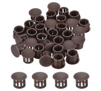 QUARKZMAN 32 Pièces Bouchons en Plastique Rond,10mm Diamètre Cache Trou Bouchon de Verrouillage à Pression, Cache Trou Meuble Mur pour Étagères, Armoires, Tables, Chaises, Lits, Marron