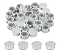 QUARKZMAN 32 Pièces Bouchons en Plastique Rond,19mm Diamètre Cache Trou Bouchon de Verrouillage à Pression, Cache Trou Meuble Mur pour Étagères, Armoires, Tables, Chaises, Lits, Gris Clair
