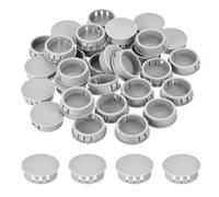 QUARKZMAN 32 Pièces Bouchons en Plastique Rond,32mm Diamètre Cache Trou Bouchon de Verrouillage à Pression, Cache Trou Meuble Mur pour Étagères, Armoires, Tables, Chaises, Lits, Gris Clair