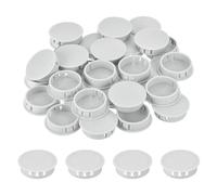 QUARKZMAN 32 Pièces Bouchons en Plastique Rond,35mm Diamètre Cache Trou Bouchon de Verrouillage à Pression, Cache Trou Meuble Mur pour Étagères, Armoires, Tables, Chaises, Lits, Gris Clair
