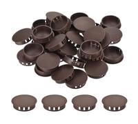 QUARKZMAN 32 Pièces Bouchons en Plastique Rond,42mm Diamètre Cache Trou Bouchon de Verrouillage à Pression, Cache Trou Meuble Mur pour Étagères, Armoires, Tables, Chaises, Lits, Marron