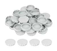 QUARKZMAN 32 Pièces Bouchons en Plastique Rond,60mm Diamètre Cache Trou Bouchon de Verrouillage à Pression, Cache Trou Meuble Mur pour Étagères, Armoires, Tables, Chaises, Lits, Gris Clair
