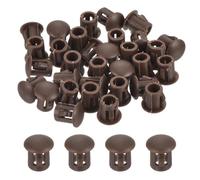 QUARKZMAN 32 Pièces Bouchons en Plastique Rond,6mm Diamètre Cache Trou Bouchon de Verrouillage à Pression, Cache Trou Meuble Mur pour Étagères, Armoires, Tables, Chaises, Lits, Marron