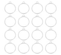 QUARKZMAN 32 Pièces de Cadres Ouverts, Cadres Ronds en Résine, Pendentifs de Cadres Ouverts, Cadres en Métal Creux pour L'Artisanat de Résine Diy, Fabrication de Bijoux, Argent Brillant
