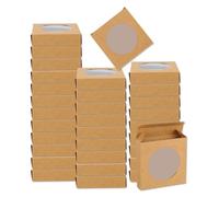 QUARKZMAN 32Pcs Boîtes D'Emballage Pour Savon 3.9 x 3.9 x 0.9 Inch Boîte En Kraft Mini Boîte Cadeau Pour Savon Présent Traité Pour Emballage De Pâtisserie Bonbons Présentation (Marron)