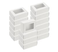 QUARKZMAN 32Pcs Boites En Carton Kraft, 3.3x 2.4x1.2inch Mini Boite Cadeau Kraft Avec Fenetre Transparente Pour Bonbon Biscuit Cadeau Fete Festival Emballage Favoris (Blanc)