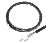 QUARKZMAN 33Ft(10M) Câble Métallique en Acier Inoxydable 304 3/64" (1.2 mm) Revêtement en Vinyle avec 2Pcs Manchons en Aluminium pour Suspendre, Étendre le Linge, Soulever, Noir