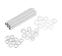 QUARKZMAN 35Pcs Tube Fileté M10 à Filetage Fin 12cm de Long x 7mm ID Kit de Raccords pour Tubes de Lampe avec Écrous Hexagonaux et Rondelles, pour Réparation Bricolage, Argent