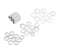 QUARKZMAN 35Pcs Tube Fileté M10 à Filetage Fin 2.5cm de Long x 7mm ID Kit de Raccords pour Tubes de Lampe avec Écrous Hexagonaux et Rondelles, pour Réparation Bricolage, Argent