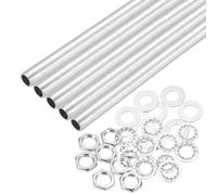 QUARKZMAN 35Pcs Tube Fileté M10 à Filetage Fin 30cm de Long x 7mm ID Kit de Raccords pour Tubes de Lampe avec Écrous Hexagonaux et Rondelles, pour Réparation Bricolage, Argent