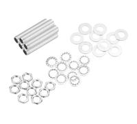 QUARKZMAN 35Pcs Tube Fileté M10 à Filetage Fin 5cm de Long x 7mm ID Kit de Raccords pour Tubes de Lampe avec Écrous Hexagonaux et Rondelles, pour Réparation Bricolage, Argent