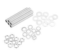 QUARKZMAN 35Pcs Tube Fileté M10 à Filetage Fin 8.5cm de Long x 7mm ID Kit de Raccords pour Tubes de Lampe avec Écrous Hexagonaux et Rondelles, pour Réparation Bricolage, Argent