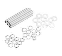 QUARKZMAN 35Pcs Tube Fileté M10 à Filetage Fin 9cm de Long x 7mm ID Kit de Raccords pour Tubes de Lampe avec Écrous Hexagonaux et Rondelles, pour Réparation Bricolage, Argent