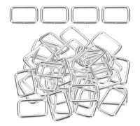 QUARKZMAN 36 Pièces de Boucles de Rectangle en Métal, 4/5" x 1 2/7" Sangle Carrée, Argenté