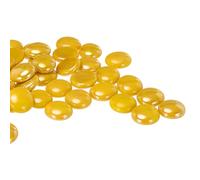 QUARKZMAN 36 Pièces Perles de Verre Gemmes Plates 0,44 LB (0,67-0,87") | en Verre Jaune, Marbres en Verre Galets pour Remplissage de Vase, pour Décoration d'Aquarium, pour Artisanat DIY