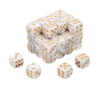 QUARKZMAN 36Pcs 6 Faces Colorees des Standard, 16mm Acrylique D6 Mini Polyedres Perle Motif Jeu des pour Table Games, White/Gold Point