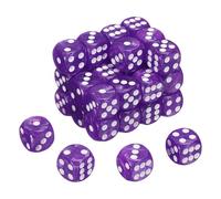 QUARKZMAN 36Pcs 6 Faces Dés Colorés Standard, 16mm Acrylique D6 Mini Polyédriques Perle Motif Jeu De Dés pour Table Games, Violet/Blanc Point
