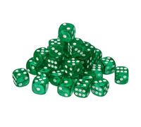 QUARKZMAN 36Pcs 6 Sided Acrylic Dice, 16mm/0.63" Rounded Corner Translucent Colored D6 Game Dice for Theme Party Fun Table Board Games, Green