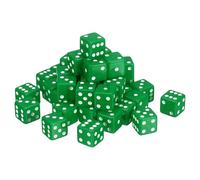 QUARKZMAN 36Pcs 6 Sided Acrylic Dice, 19mm/0.75" Large D6 Opaque Game Dice Bulk for Table Board Games Birthday Theme Party Fun Supply, Green