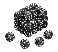 QUARKZMAN 36Pcs 6 Sided Colored Standard Dice, 16mm Acrylic D6 Mini Polyhedral Pearl Pattern Game Dice Set pour Table Games, Black/White Point