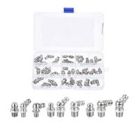 QUARKZMAN 36Pcs Graisseur Droit et Angulaire en Acier Nickelé 1/4"-28 5/16"-24 3/8"-24 Filetage Droit 90 Degrés 45 Degrés Accessoires de Graissage Hydraulique
