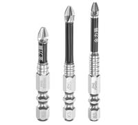 QUARKZMAN 3Pcs #2 Anti-Slip Phillips Impact Screwdriver Bit PH2 1/4" Hex Shank 50+65+70mm Magnetic Cross Head Drill Bits Chrome Plated S2 Steel Screw Driver Power Electric Tools