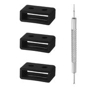 QUARKZMAN 3pcs Bande De Montre En Silicone Boucles 20mm Remplacement Attache De Montre Support Retenue Bracelet De Montre Anneaux De Fixation Avec Outil A Ressort Pour Bracelet, Noir