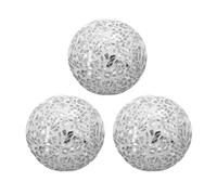 QUARKZMAN 3Pcs Boules Décoratives en Verre 2.36 Pouces Orbes Boules de Centre de Table Boule en Verre Mosaïque Sphère pour ornementation Bols VasesFête, Blanc Argenté