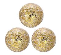 QUARKZMAN 3Pcs Boules en Verre Décoratives de 8 cm, Sphères de Mosaïque pour Bols, Vases, Tables à Manger, Fête, Couleur Or