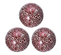 QUARKZMAN 3Pcs Boules en Verre Décoratives de 8 cm, Sphères en Verre Mosaïque pour Bols, Vases, Tables à Manger, Fête, Rouge