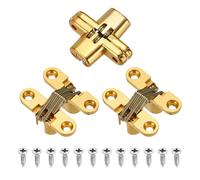 QUARKZMAN 3Pcs Charnières Invisibles Pour Portes De Placard, 1.65" x 0.49" Charnière Croisée Invisible À 180 Degrés Pour Boîte En Bois Porte Invisible, Or